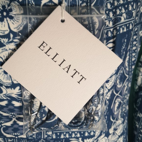 NEW - ELLIATT - Manet Midi Strapless Dress in Blue and White - Picture 4 of 8